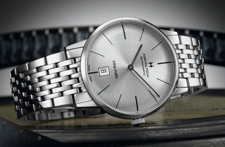 Ook het Hamilton logo uit de jaren 1960 wordt gebruikt in de nieuwe collectie horloges.