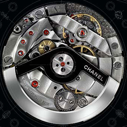 het uurwerk van de Chanel J12 Noir Intense