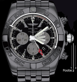 het verstellen van de lokale tijd op de Chronomat GMT van Breitling
