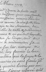 een uitsnede uit de overeenkomst tussen Favre en Gagnebin uit 1718