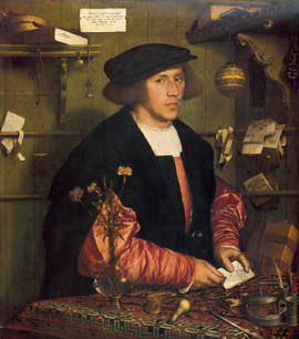 Klik aan voor een detail van het horloge op dit schilderij van Holbein
