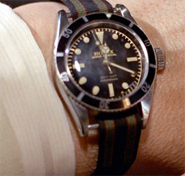 screenshot James Bond's Rolex uit Goldfinger