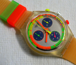 kleurrijke Swatch Chrono uit de vorige eeuw