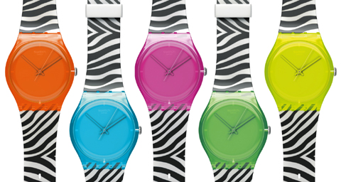 klik aan voor een grotere afbeelding van de Swatch Zebra horloges