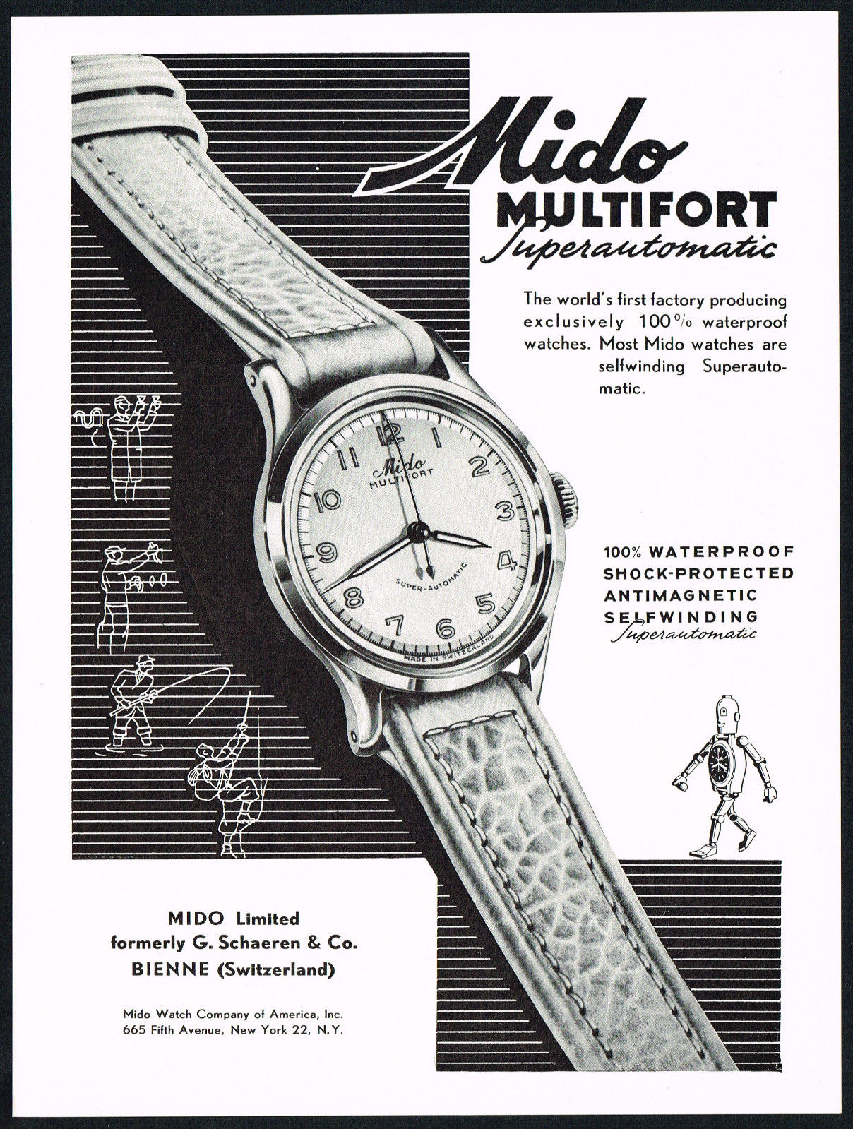 Vintage Mido advertentie